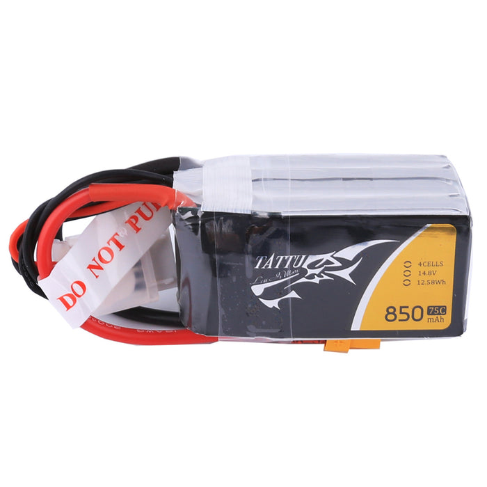 Tattu 850mAh 14.8V 75C 4S1P Lipo Battery Pack With XT60 Plug